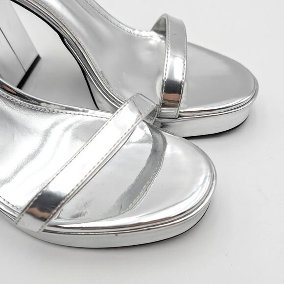 Steve Madden Veronika Platform Chunky Block Heel Sandal Women's Silver Size 10M - Picture 9 of 13